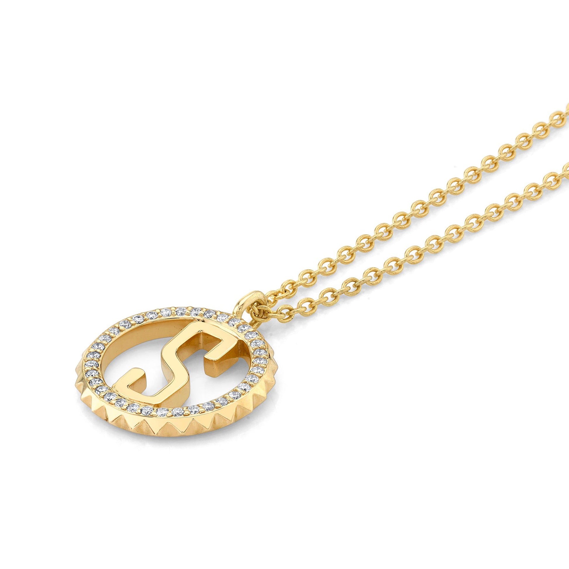Mini Tetra Pavé Initial Medallion