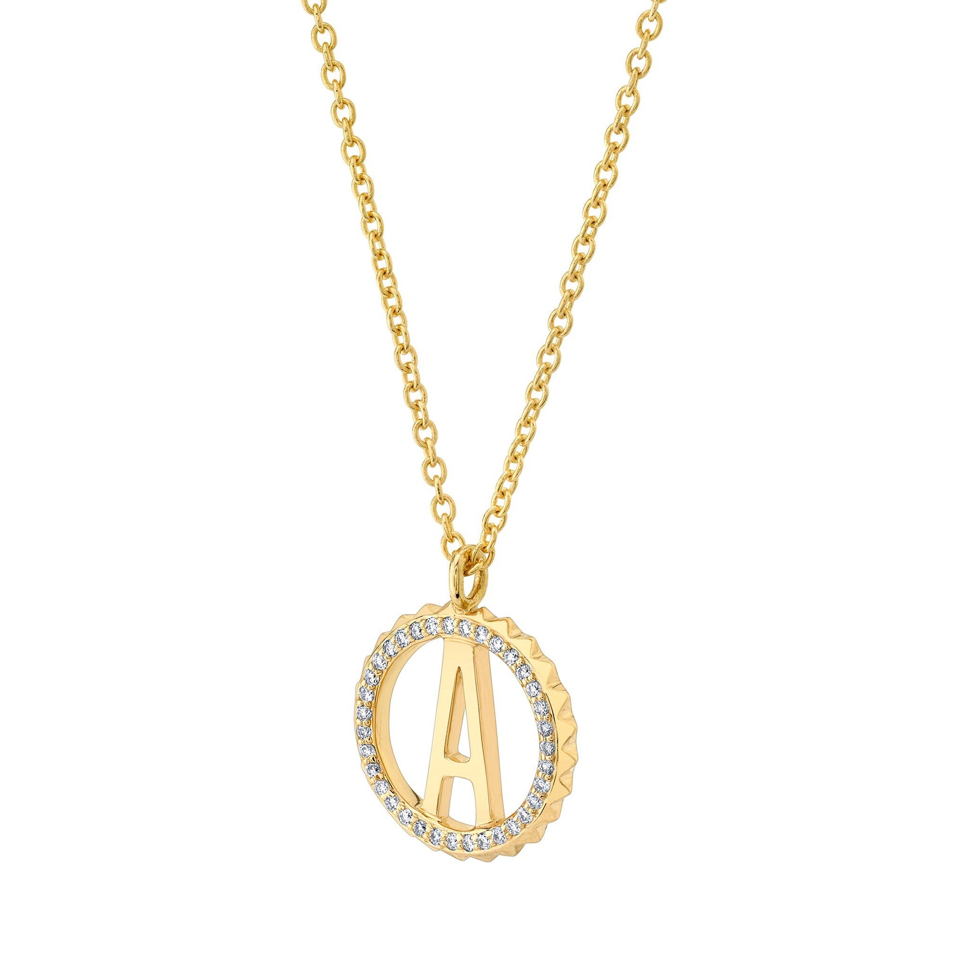 Mini Tetra Pavé Initial Medallion