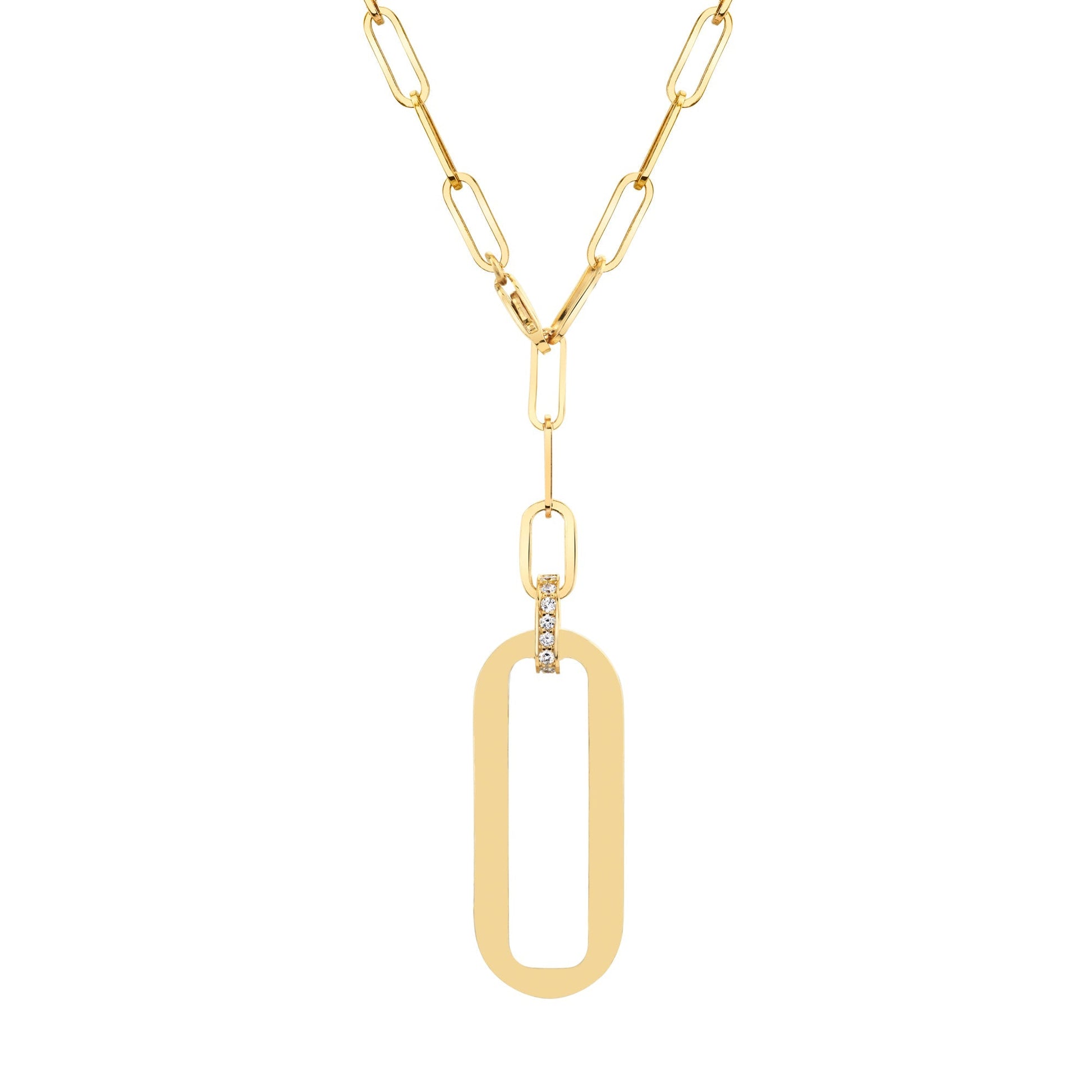 Pavé Longline Link Medallion Lariat