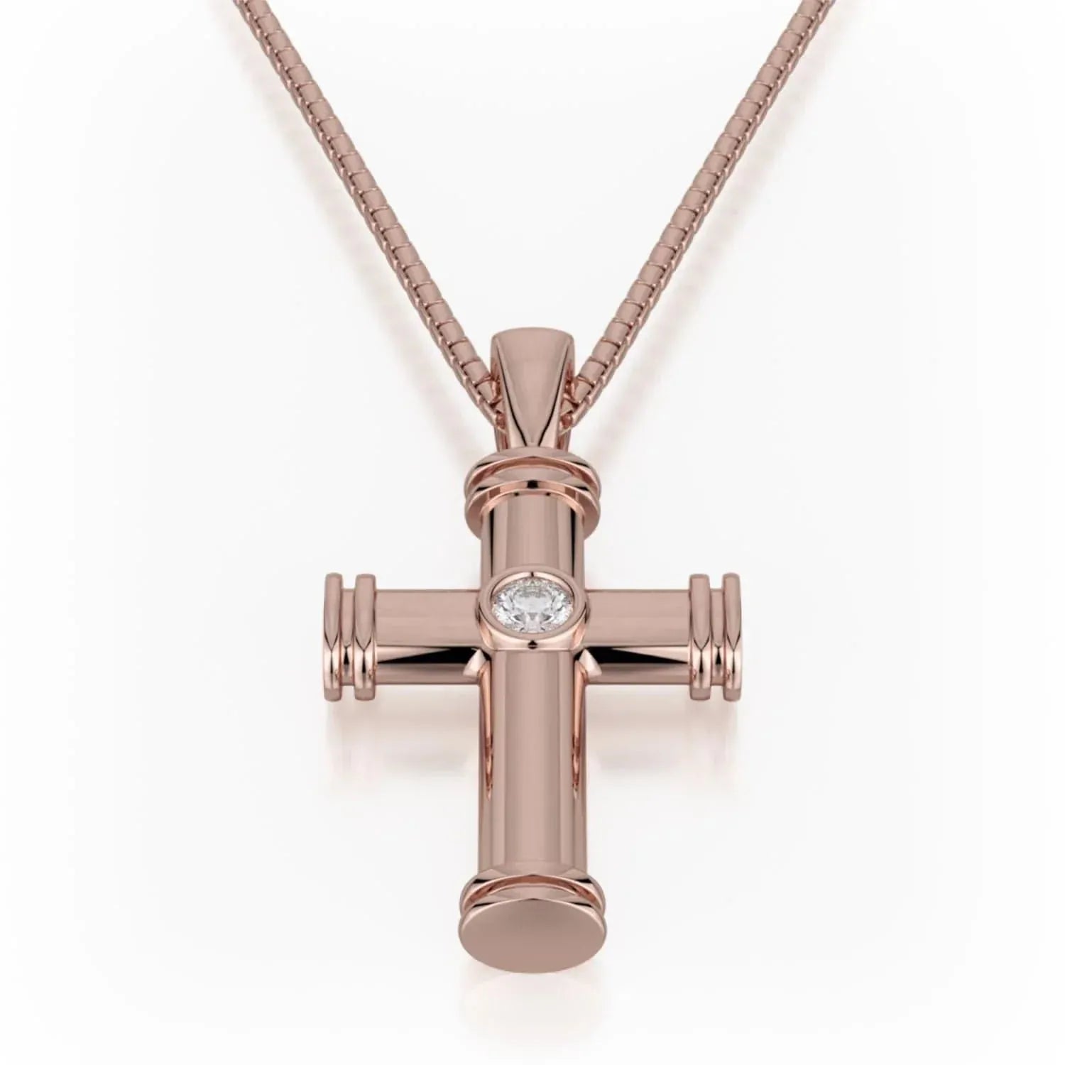MICHAEL M Single Diamond Cross Pendant MP234WG