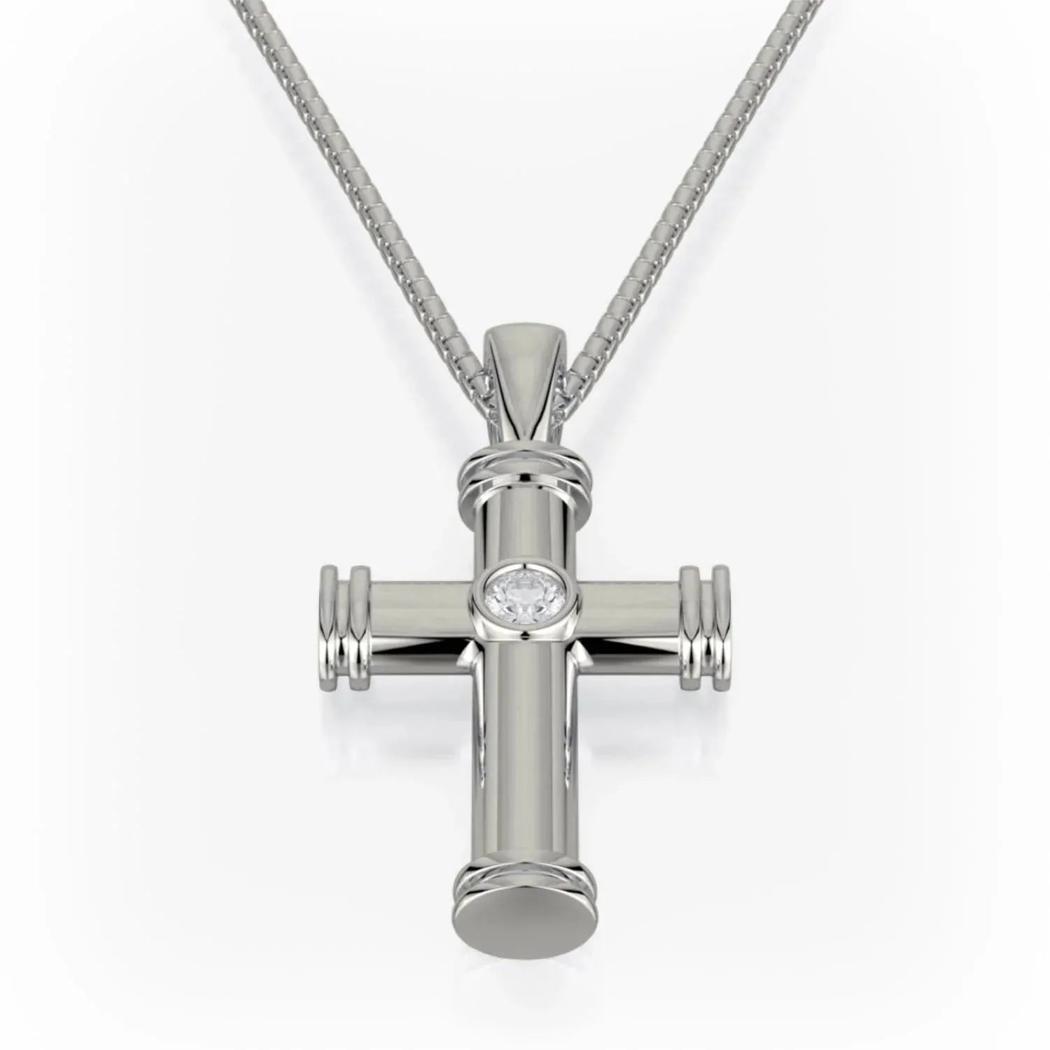 MICHAEL M Single Diamond Cross Pendant MP234WG