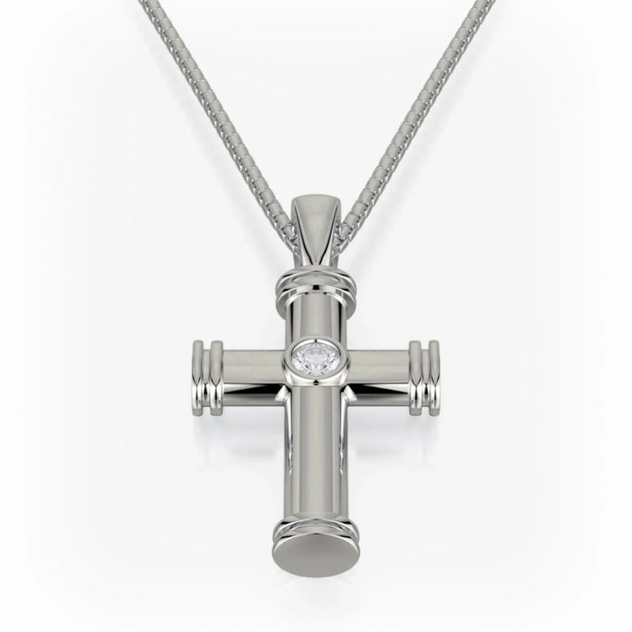 MICHAEL M Single Diamond Cross Pendant MP234WG