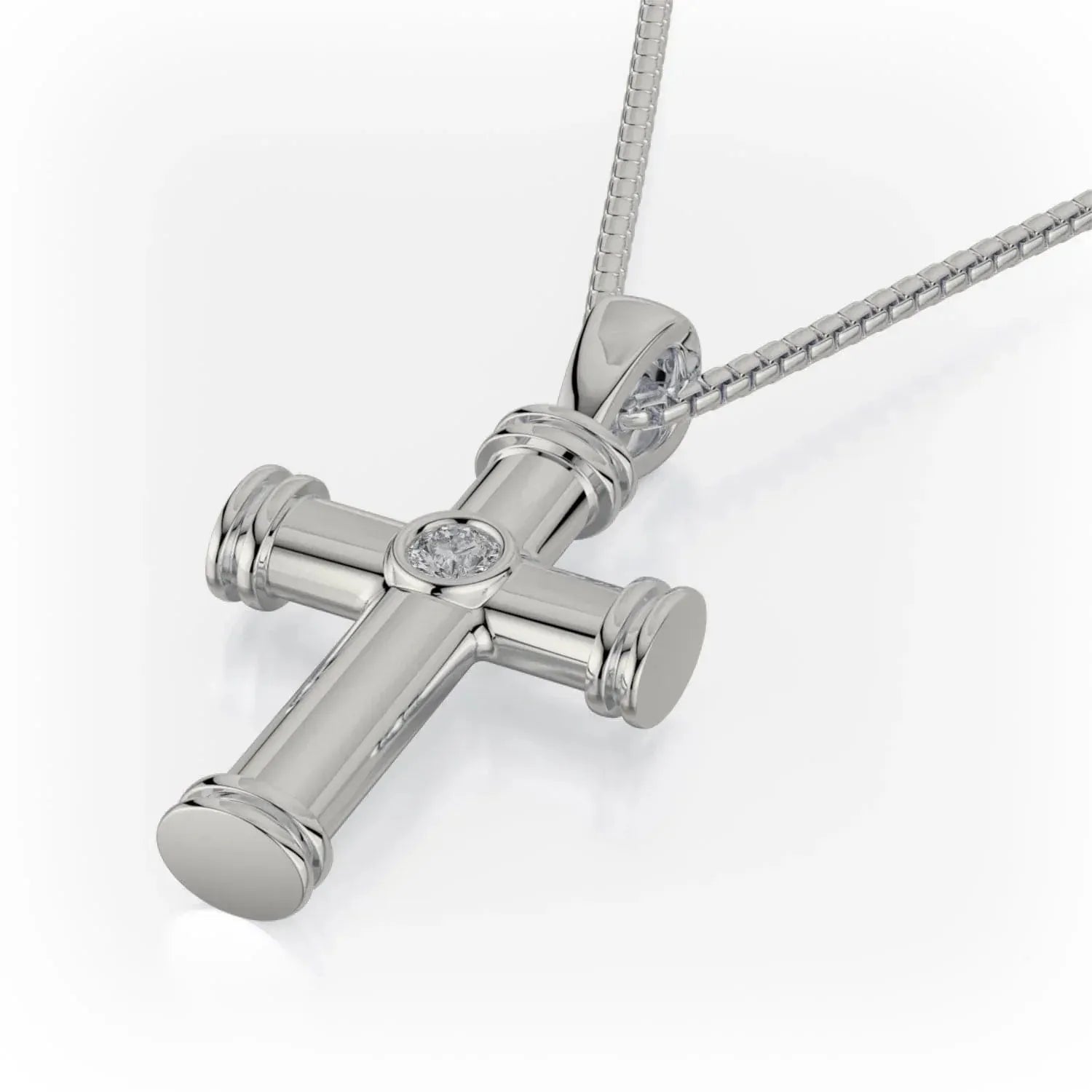 MICHAEL M Single Diamond Cross Pendant MP234WG