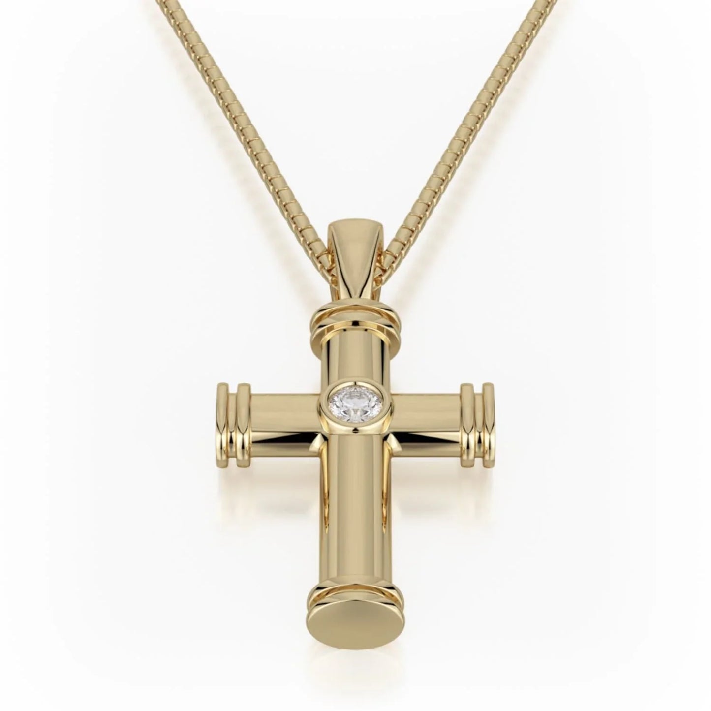 MICHAEL M Single Diamond Cross Pendant MP234WG