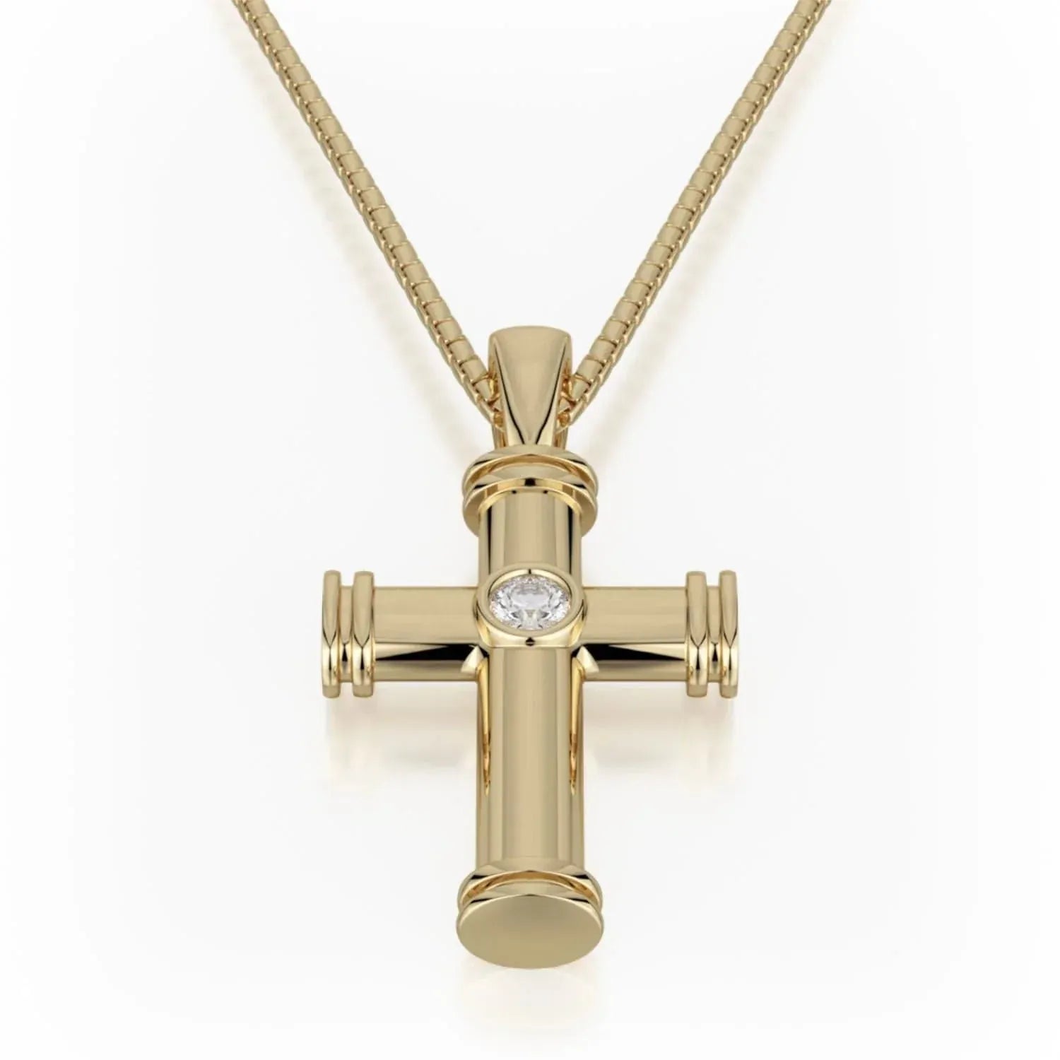 MICHAEL M Single Diamond Cross Pendant MP234WG