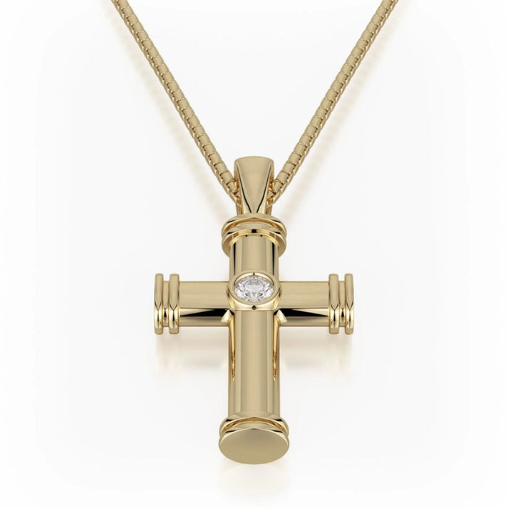 MICHAEL M Single Diamond Cross Pendant MP234WG