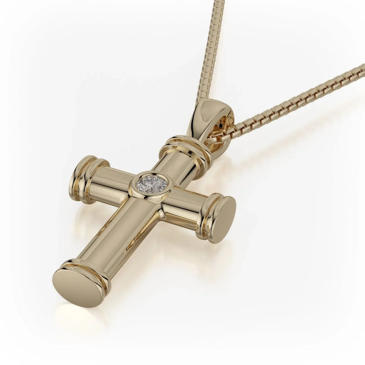 MICHAEL M Single Diamond Cross Pendant MP234WG