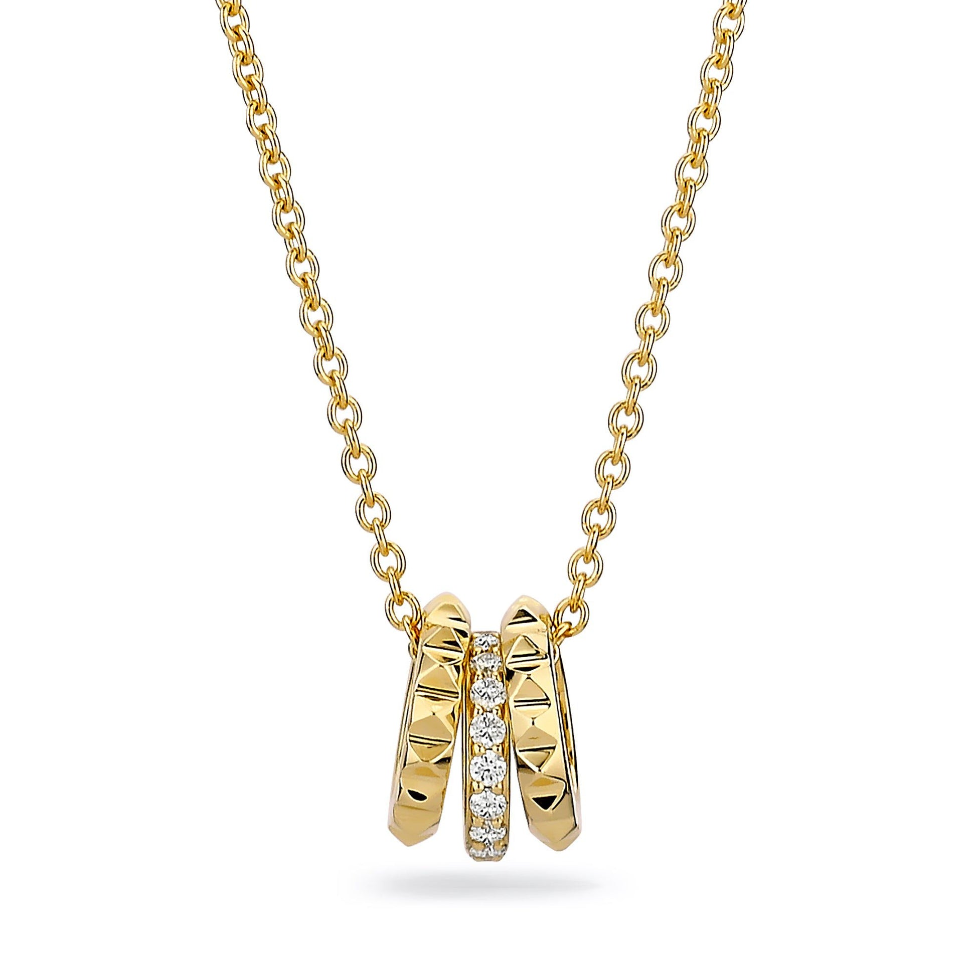 MICHAEL M Tetra 3 Ring Necklace P376 YG