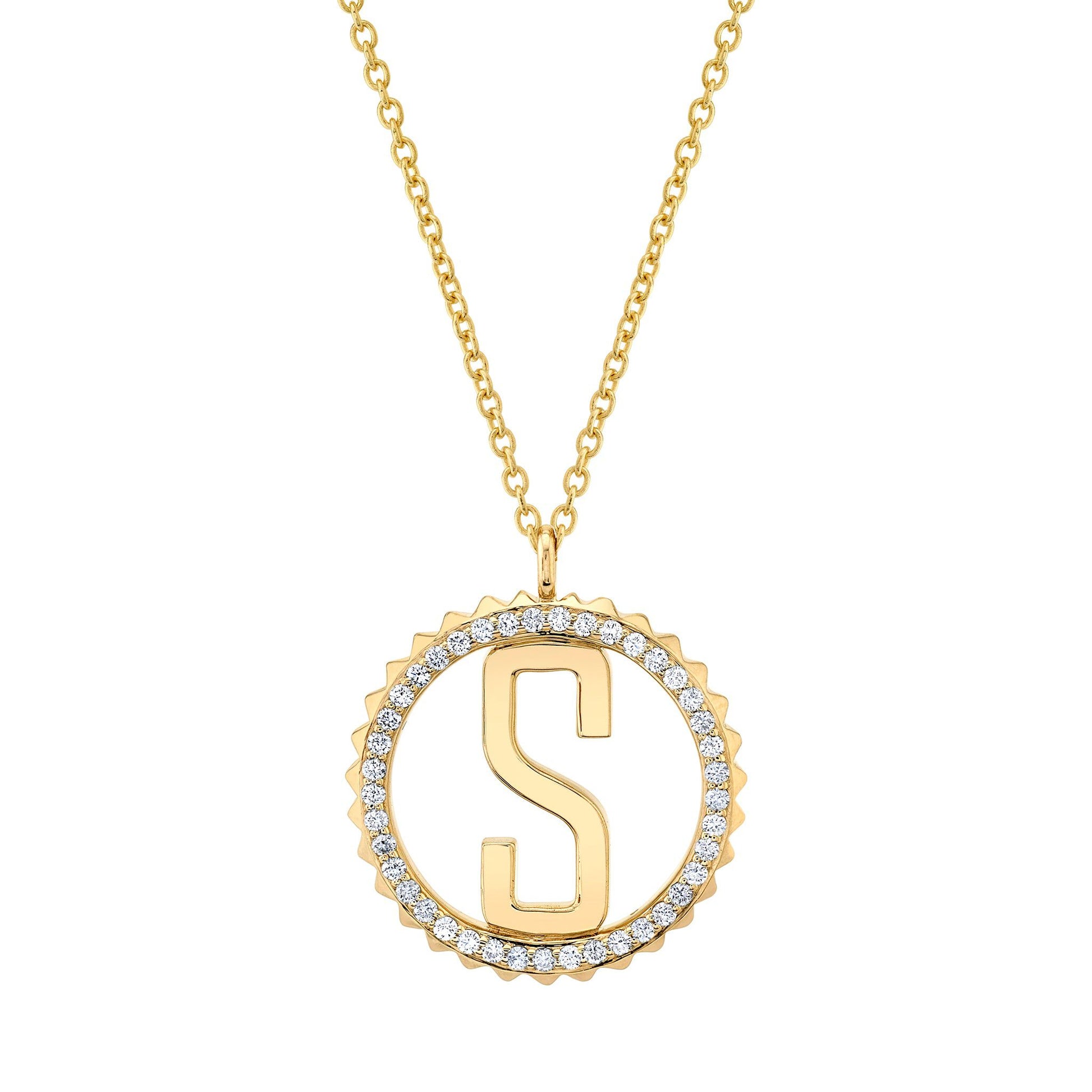 Tetra Pavé Initial Medallion