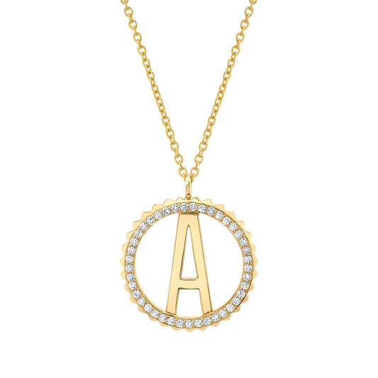 Tetra Pavé Initial Medallion