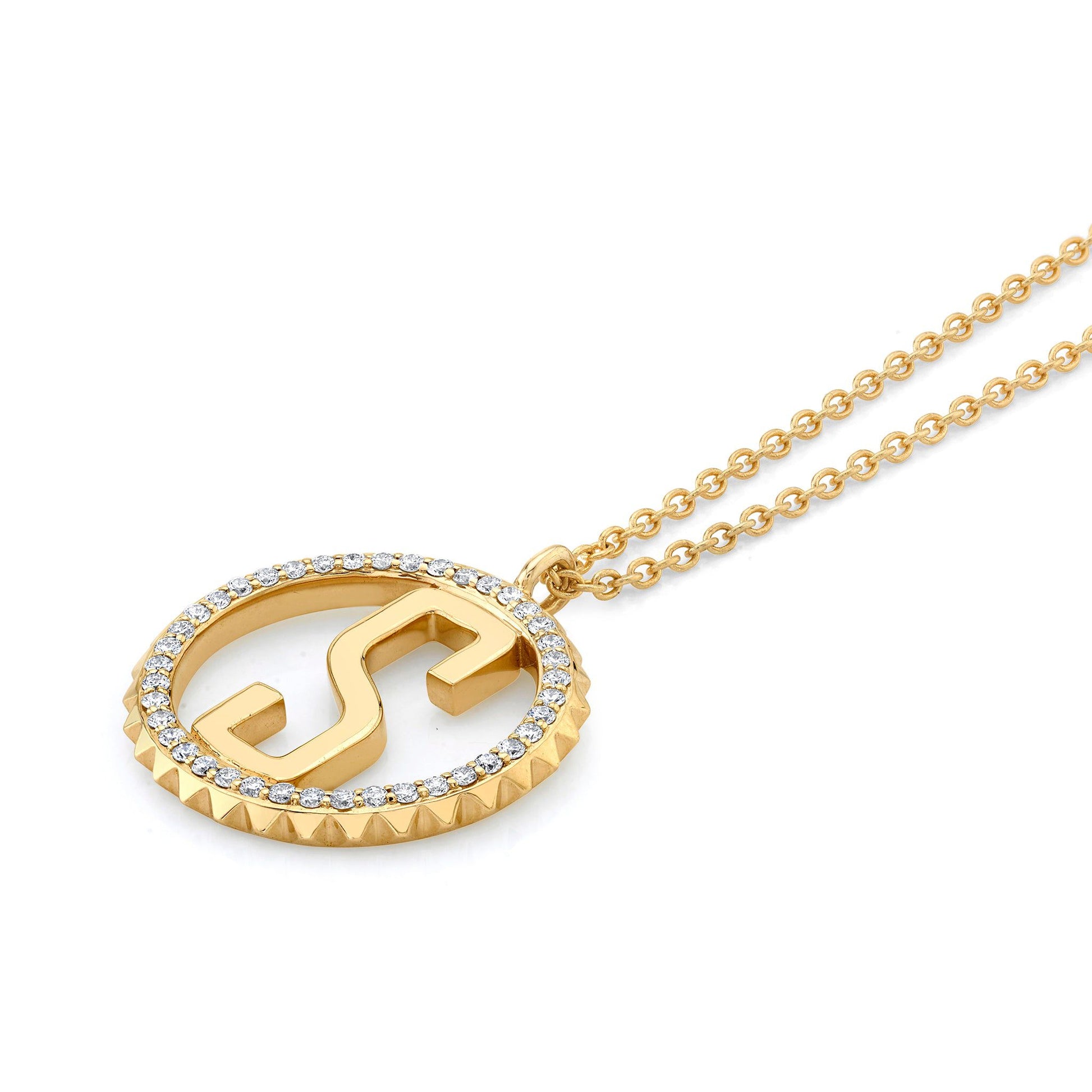 Tetra Pavé Initial Medallion