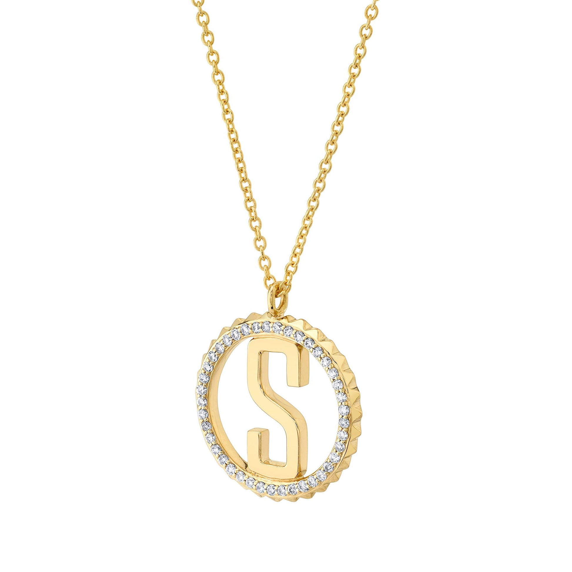 Tetra Pavé Initial Medallion