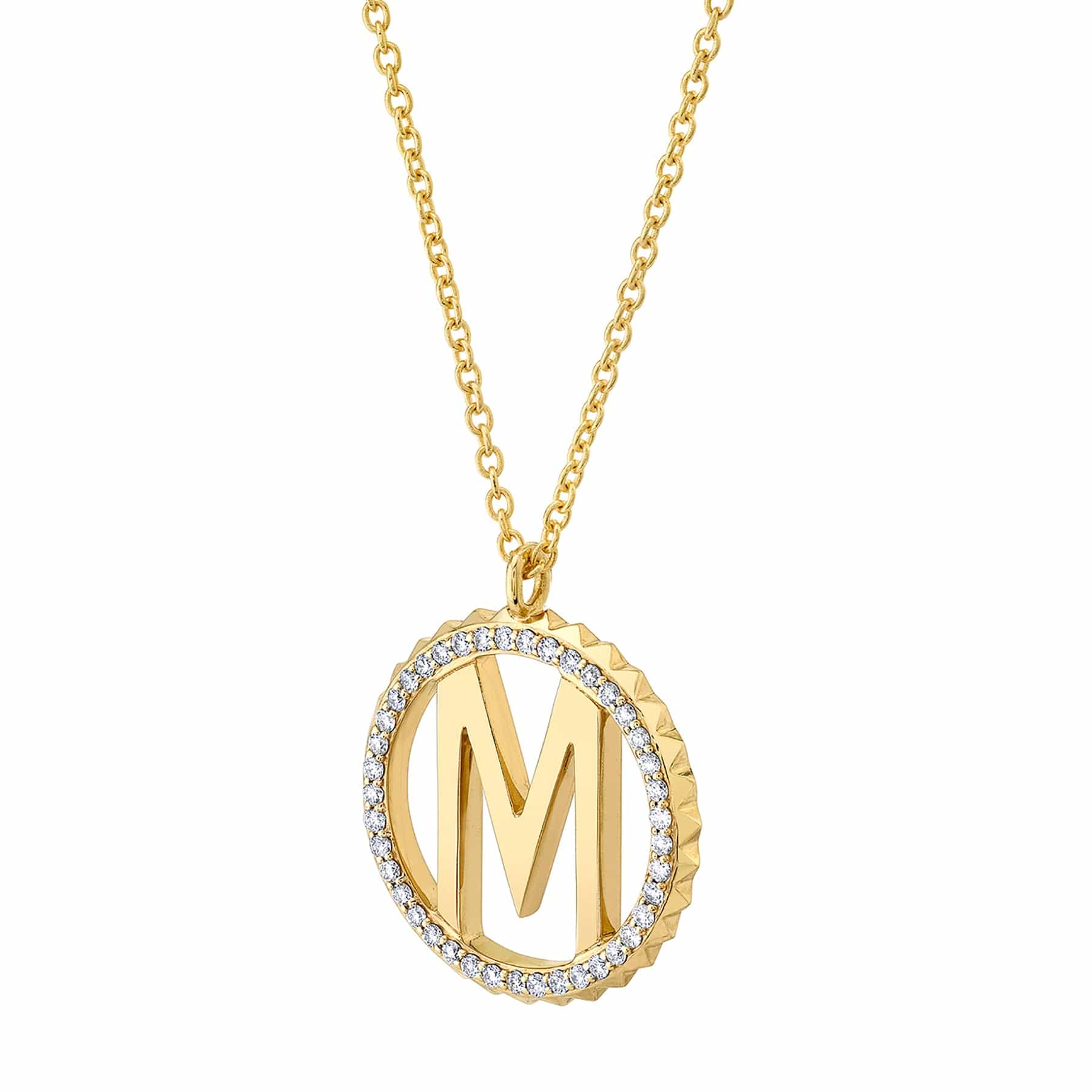 MICHAEL M Tetra Pav√© Initial Medallion P367YG