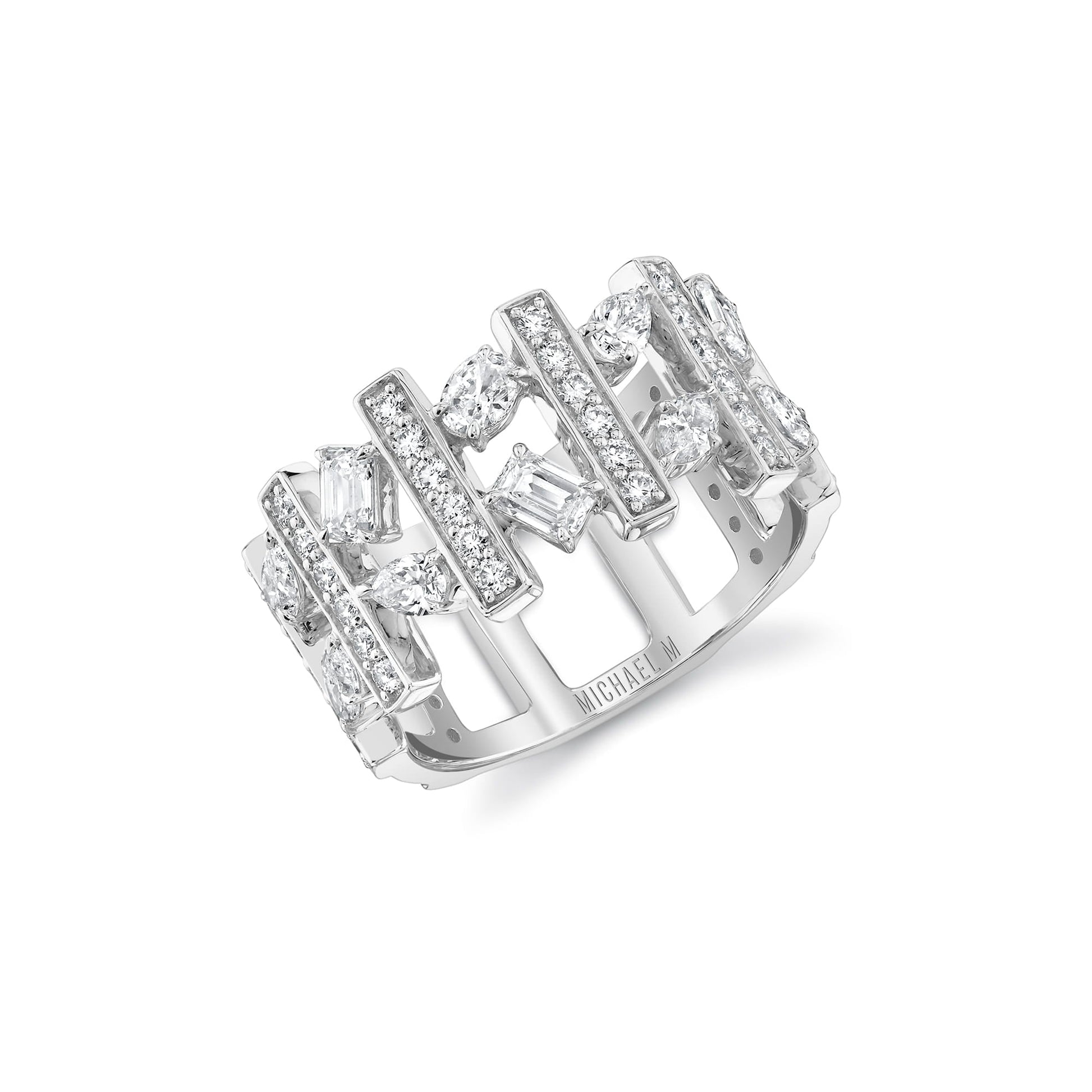 Montage Mixed-Cut Pavé Bar Ring