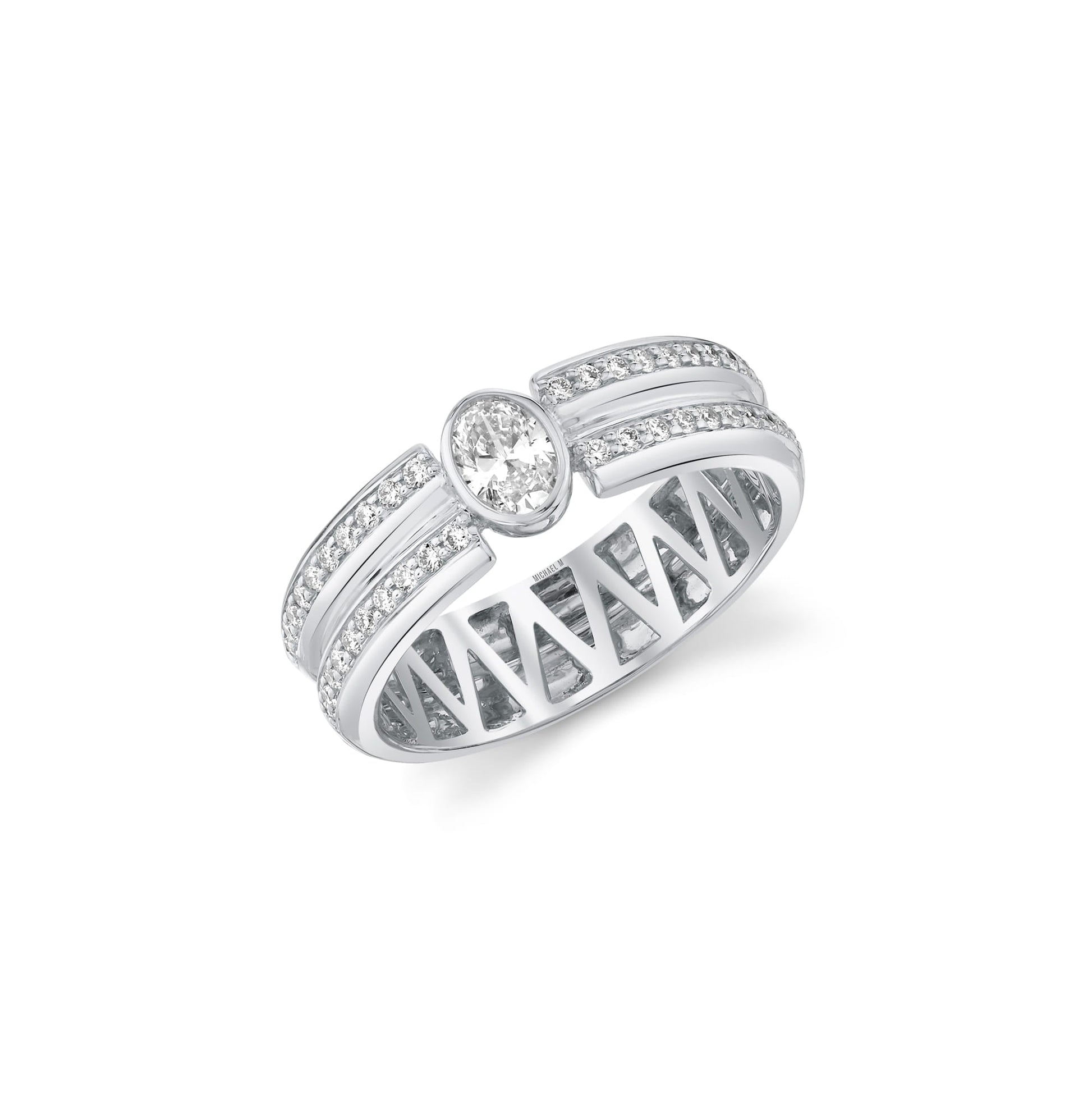 Orb Split Double Pavé Bezel Ring