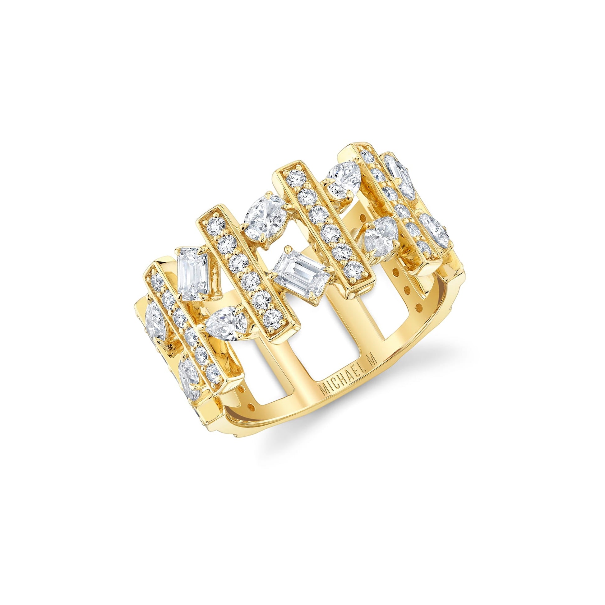 Montage Mixed-Cut Pavé Bar Ring