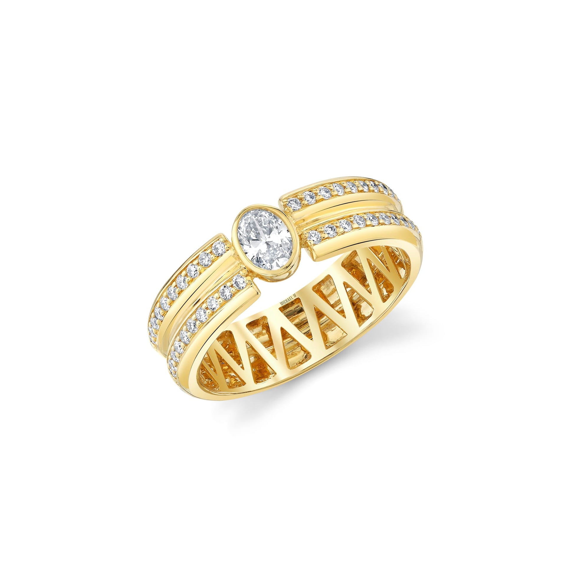 Orb Split Double Pavé Bezel Ring