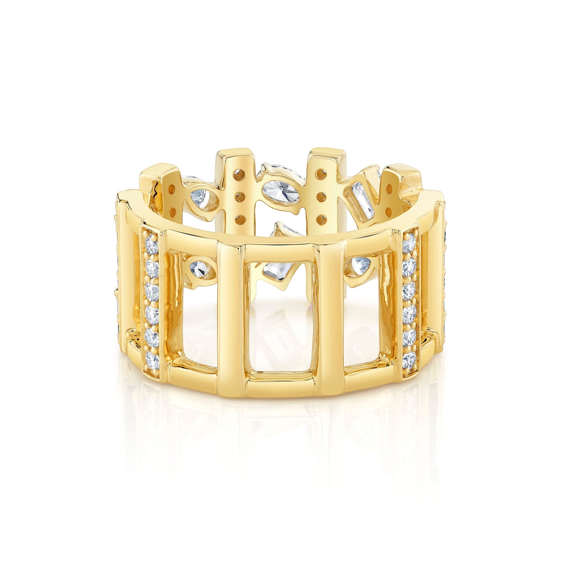 Montage Mixed-Cut Pavé Bar Ring