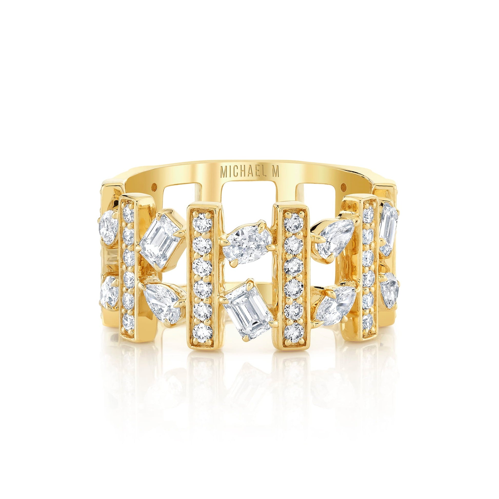 Montage Mixed-Cut Pavé Bar Ring