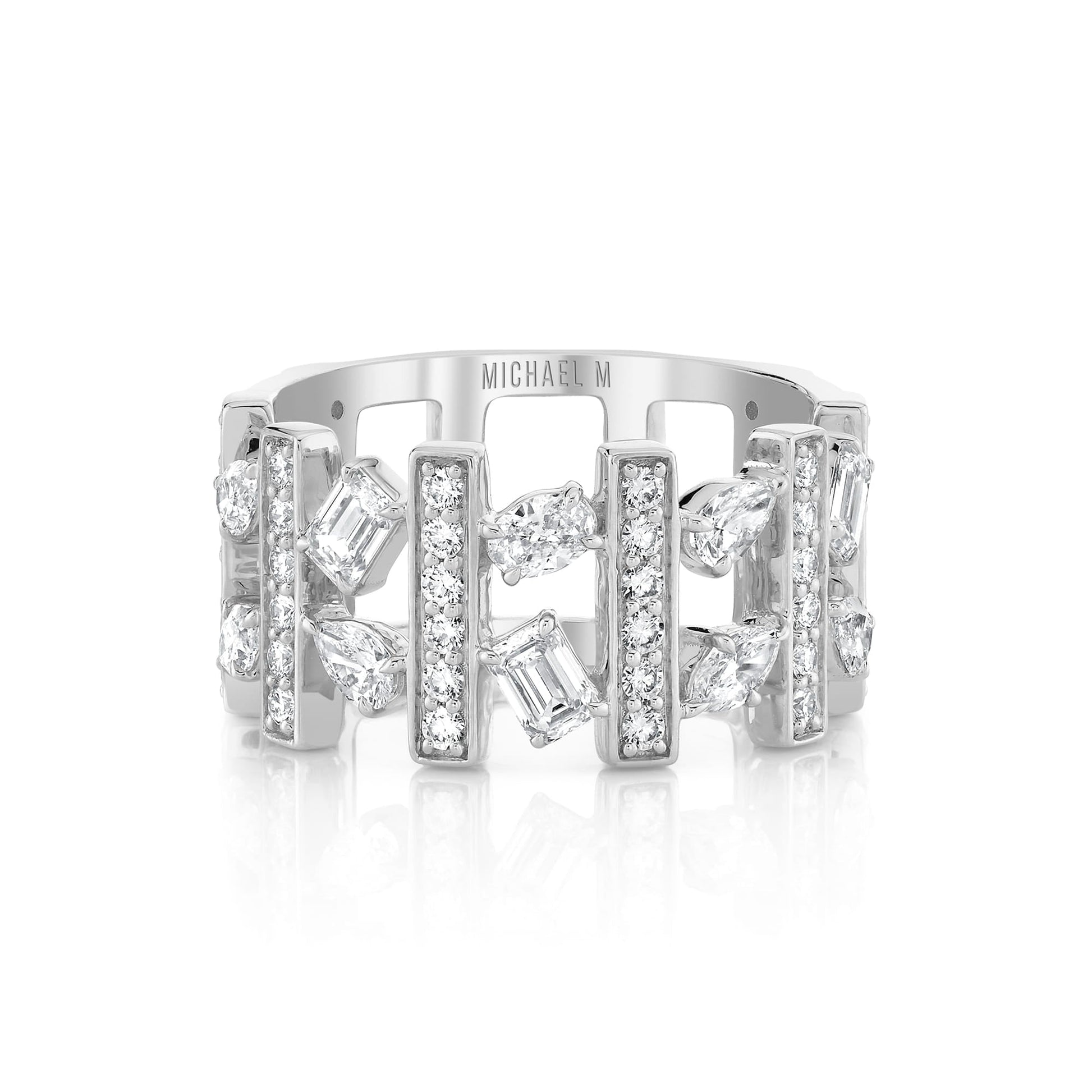 Montage Mixed-Cut Pavé Bar Ring