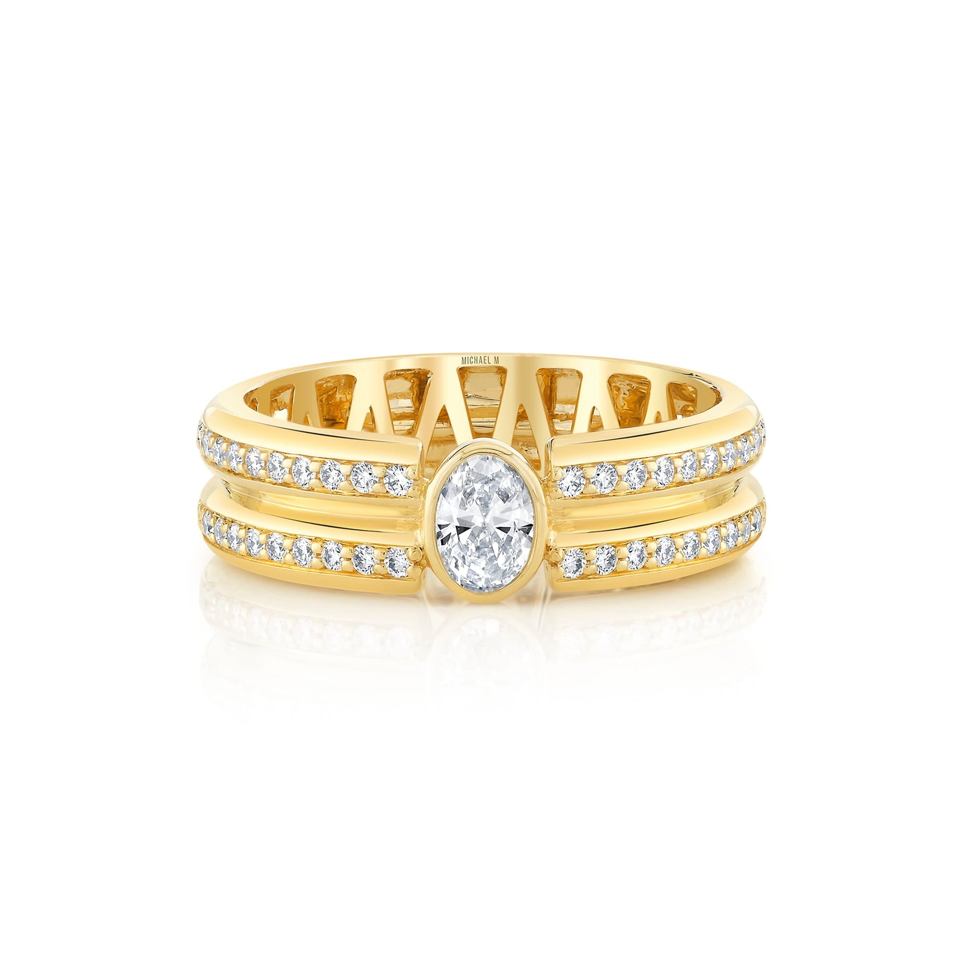 Orb Split Double Pavé Bezel Ring