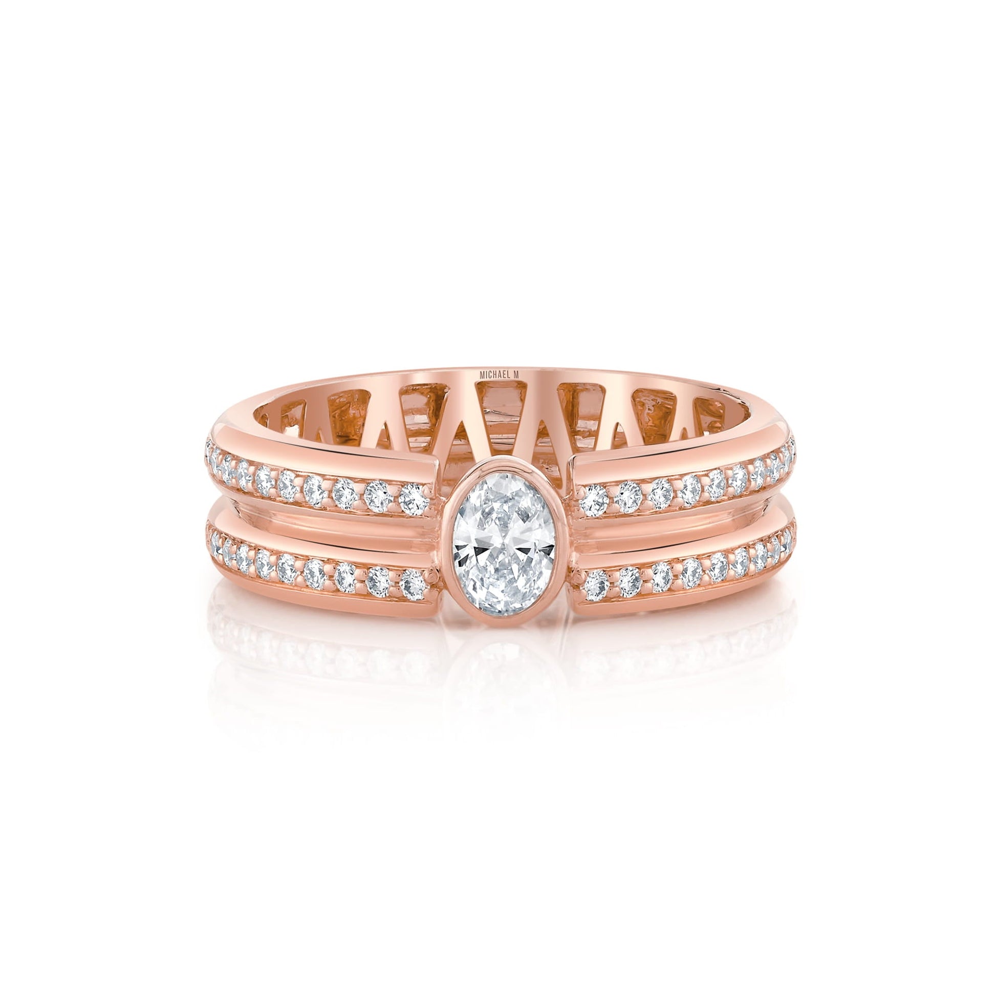 Orb Split Double Pavé Bezel Ring