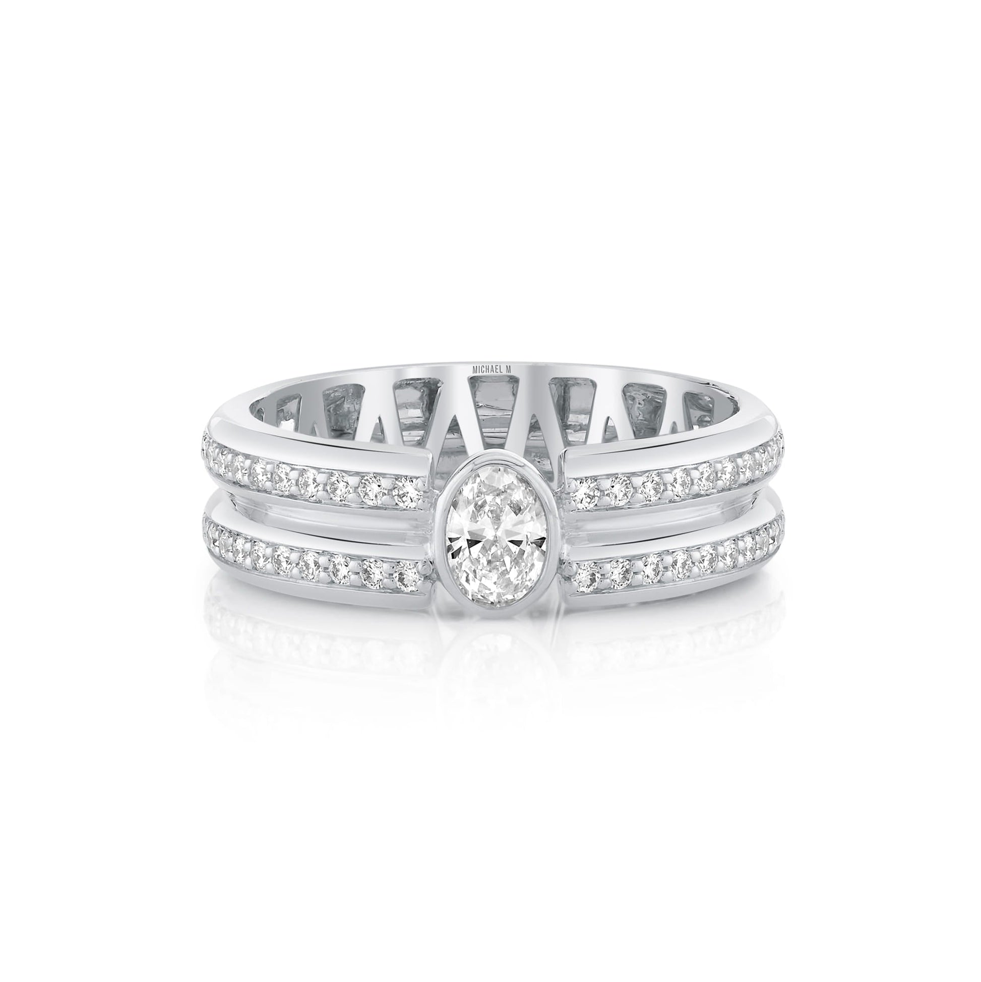 Orb Split Double Pavé Bezel Ring