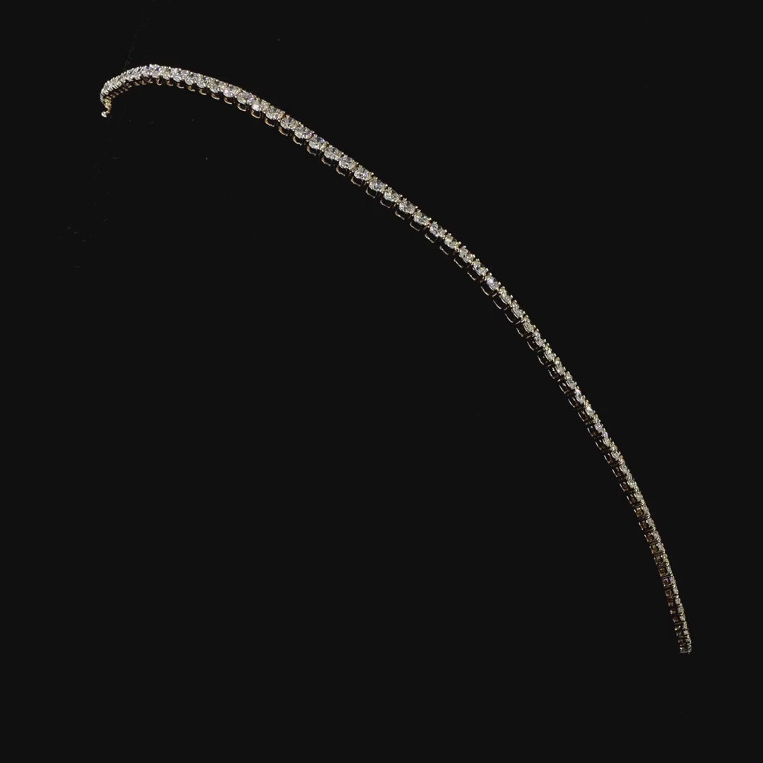 9.67 CTTW Round Lab Diamond 4 Prong Straight Line Tennis Necklace 14K White Gold