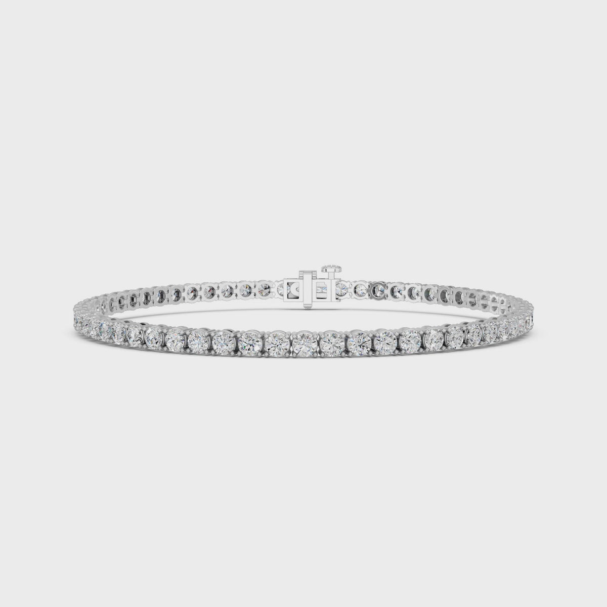 5.26 CTTW Round Lab Diamond 4 Prong Straight Line Tennis Bracelet 14K White Gold
