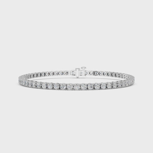 5.26 CTTW Round Lab Diamond 4 Prong Straight Line Tennis Bracelet 14K White Gold