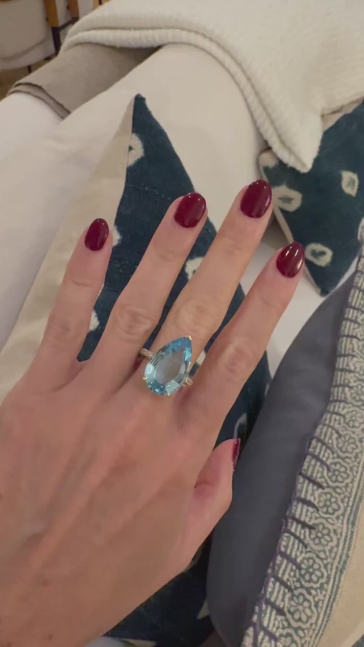 Blue Topaz Pear Cocktail Ring