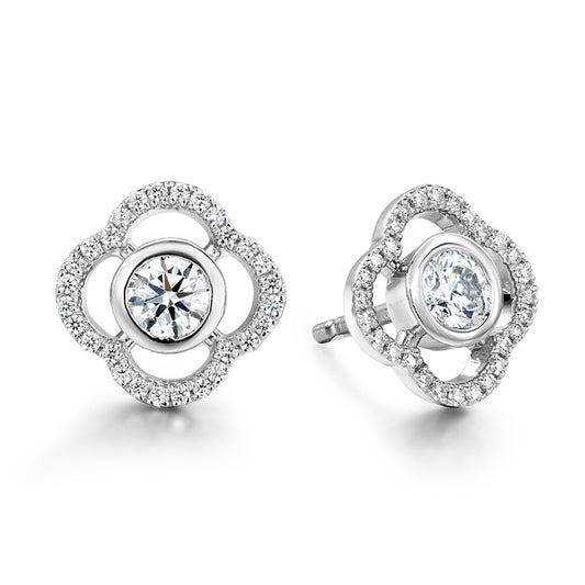 SIGNATURE PETAL BEZEL EARRINGS HFESIGPBE00568W-C