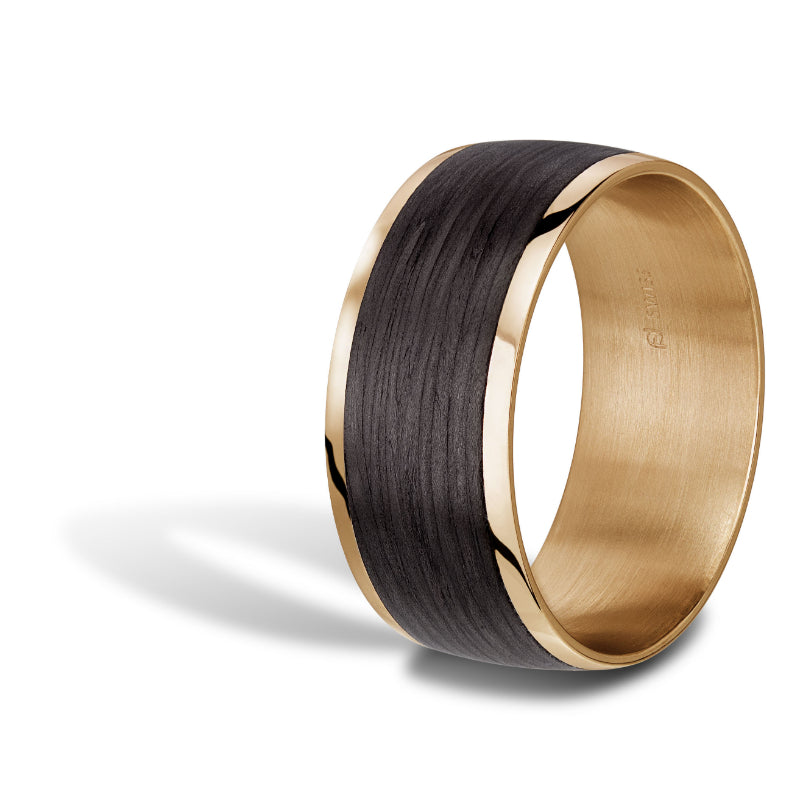 Furrer Jacot 18k Yellow Gold & Carbon Wedding Band - Dejaun Jewelers