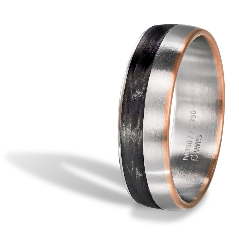 Furrer Jacot 18k Two Tone Gold & Carbon Wedding Band - Dejaun Jewelers