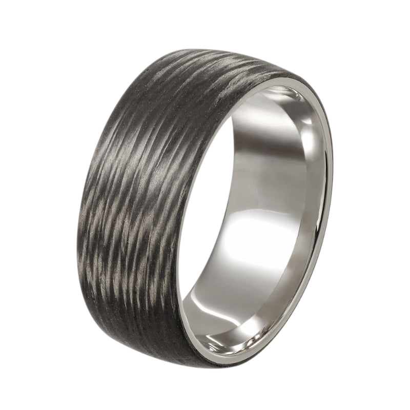 Furrer Jacot 18k White Gold & Carbon Wedding Band - Dejaun Jewelers