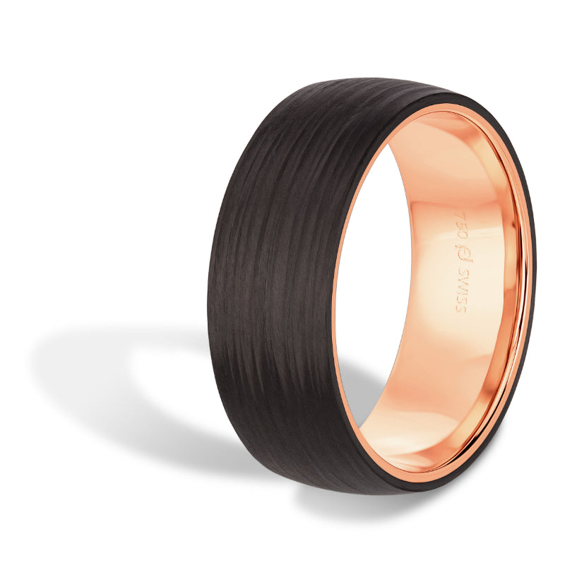 Furrer Jacot 18k Rose Gold & Carbon Wedding Band - Dejaun Jewelers
