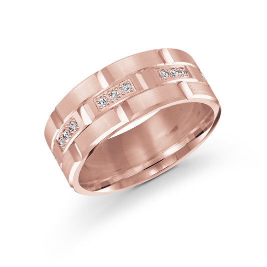 Malo 9mm 14k White & Pink Gold Diamond Band