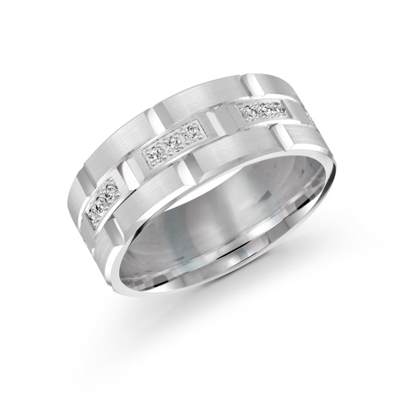 Malo 9mm 18k White Gold Diamond Band