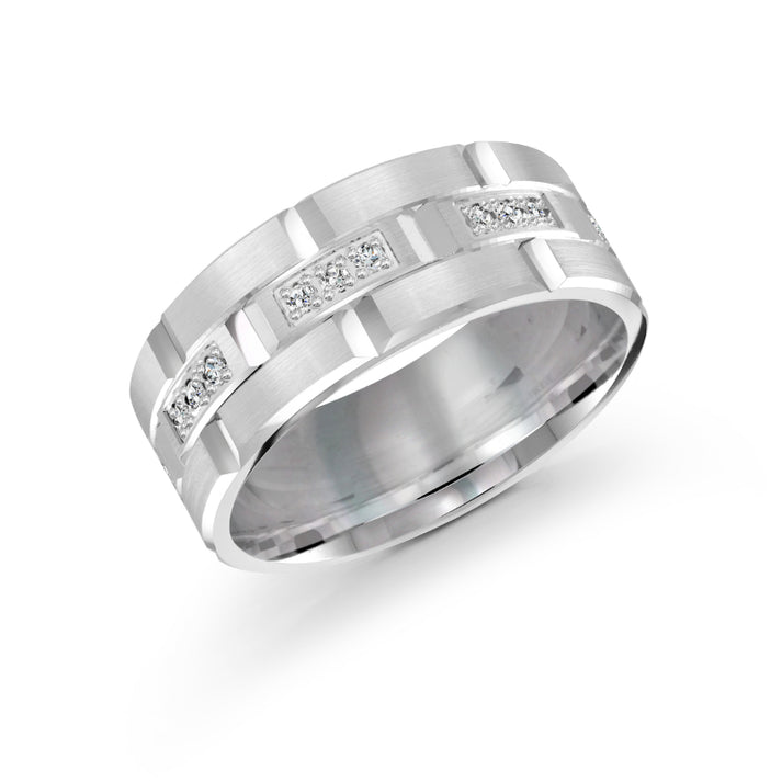 Malo 9mm 14k White Gold Diamond Band