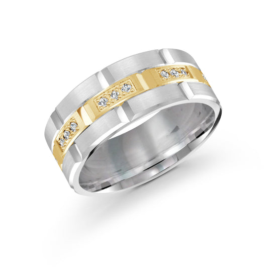 Malo 9mm 14k White & Yellow Gold Diamond Band