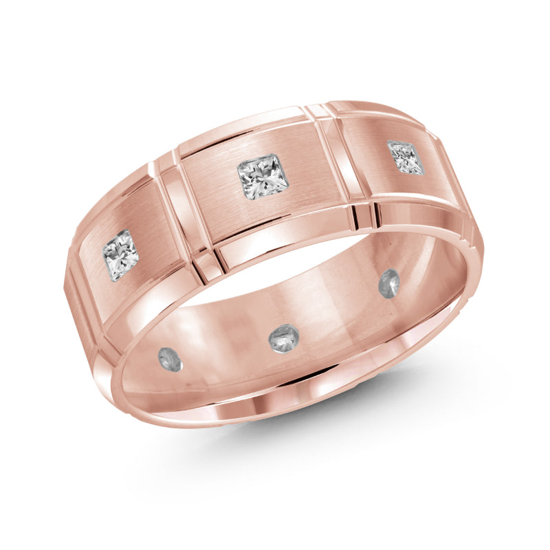 Malo 8mm 14k Pink Gold Diamond Band