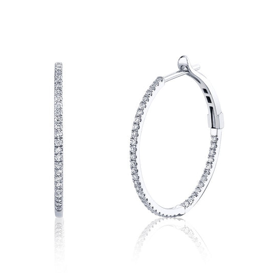 Half Carat Diamond Hoops in White Gold