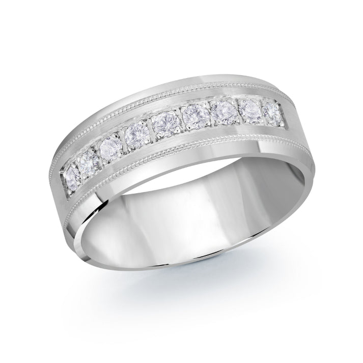 Malo 8mm 14k White Gold Diamond Band