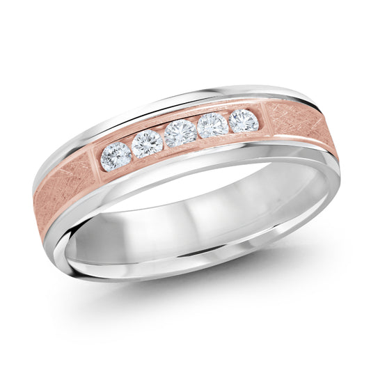 Malo 6mm 14k White & Pink Gold Diamond Band