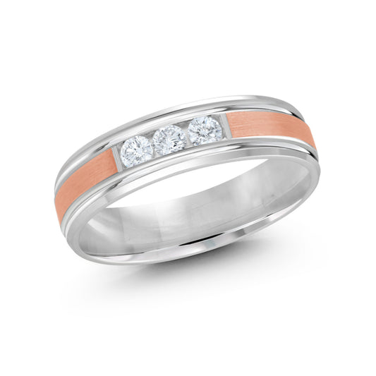 Malo 6mm 14k White & Pink Gold Diamond Band