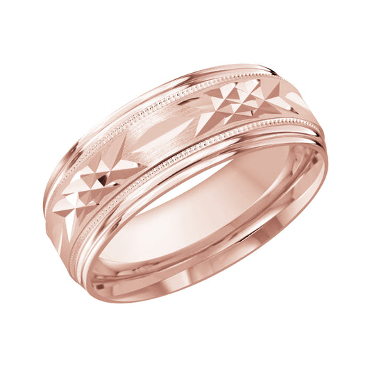 Malo 8mm 18k Pink Gold Carved Band