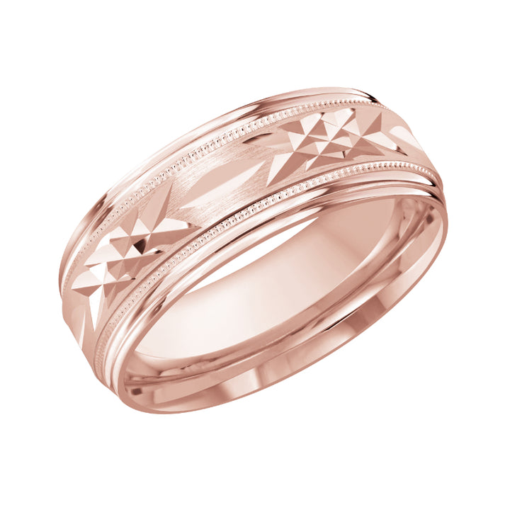 Malo 8mm 14k Pink Gold Carved Band
