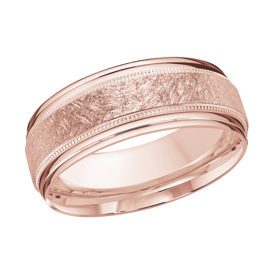 Malo 8mm 18k Pink Gold Carved Band