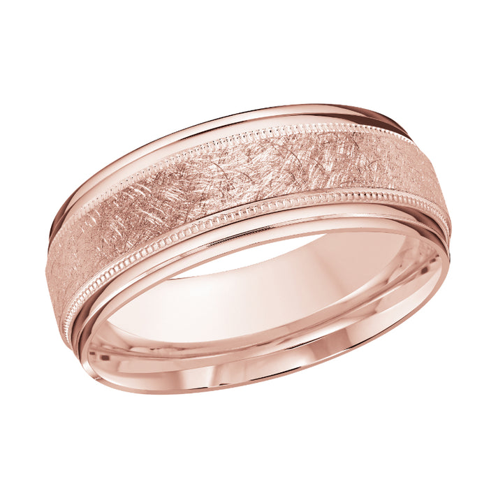 Malo 8mm 14k Pink Gold Carved Band