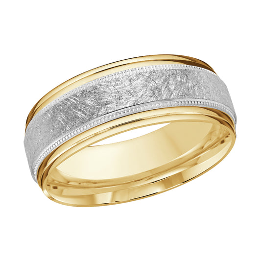 Malo 8mm 14k Yellow & White Gold Carved Band